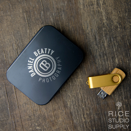 (image for) Black Tin Flash Drive Box + Bamboo Swivel Bundle